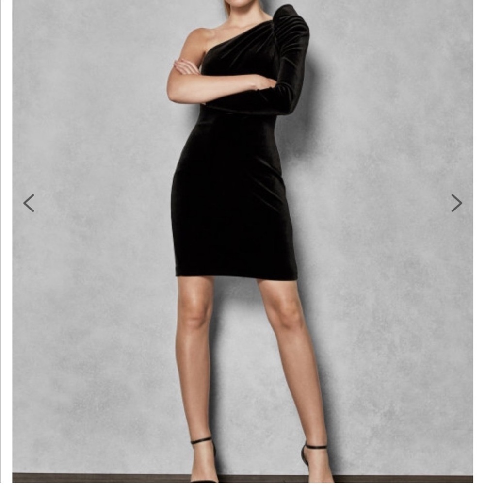 Ted Baker Black Velvet One-Shoulder Dress